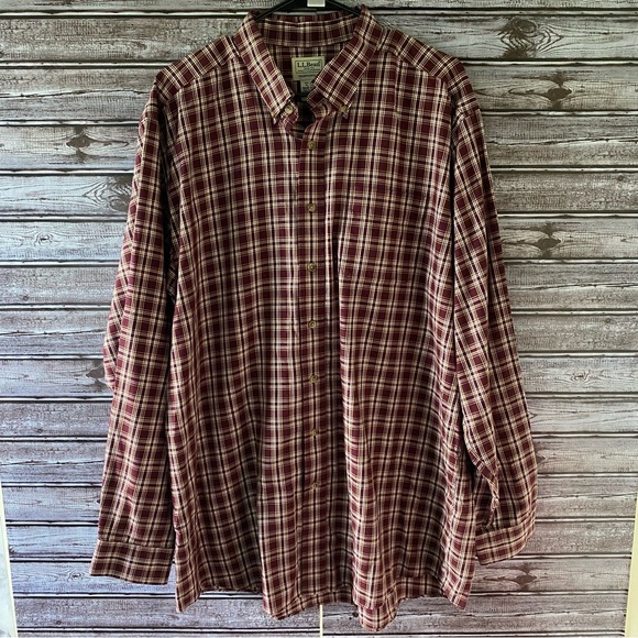 LL Bean Men's Long-Sleeved Button-Down Shirt Size XL-Tall‎ Traditional Fit Plaid - Picture 1 of 7